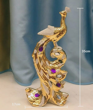 Luxe Gouden Pauwen Beeldjes - Creatieve Decoratie voor Woonkamer & Kast