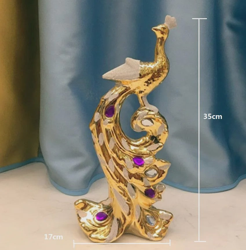 Luxe Gouden Pauwen Beeldjes - Creatieve Decoratie voor Woonkamer & Kast