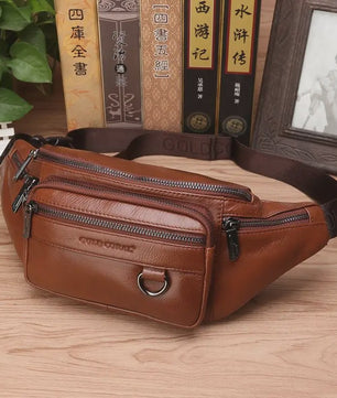 Luxe Leren Heuptas Heren - Retro Stijl Crossbody & Schoudertas