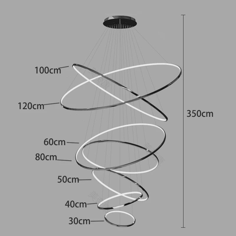 Luxe LED Trappenhuis Hanglamp - Moderne Ring Kroonluchter voor Woonkamer & Eetkamer