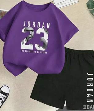 Kinder T-shirt en Short Set - Zomer Sportieve Mode met Grafische Print