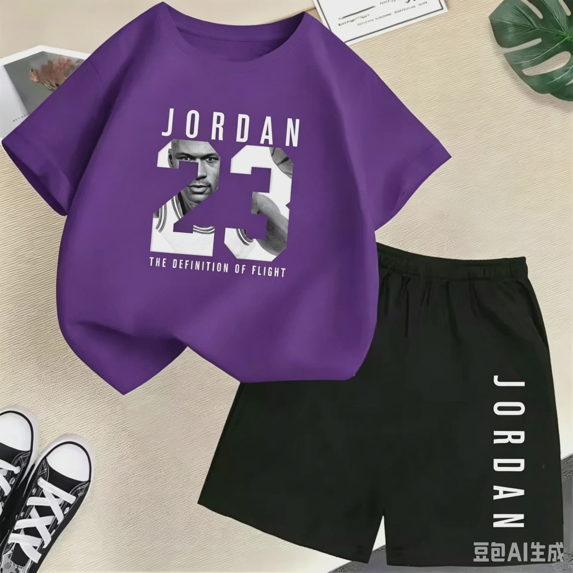 Kinder T-shirt en Short Set - Zomer Sportieve Mode met Grafische Print