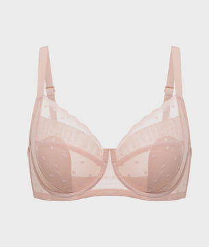 Elegante Kanten Minimizer Bh met Polkadot Dessin - Volledige Bedekking & Stevigheid