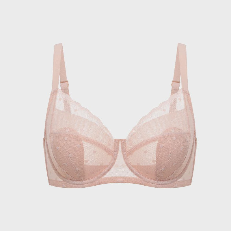 Elegante Kanten Minimizer Bh met Polkadot Dessin - Volledige Bedekking & Stevigheid