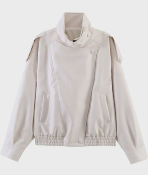 Dames Elegante Zwarte Jas - Street Style Asymmetrisch met Rits en Zakken