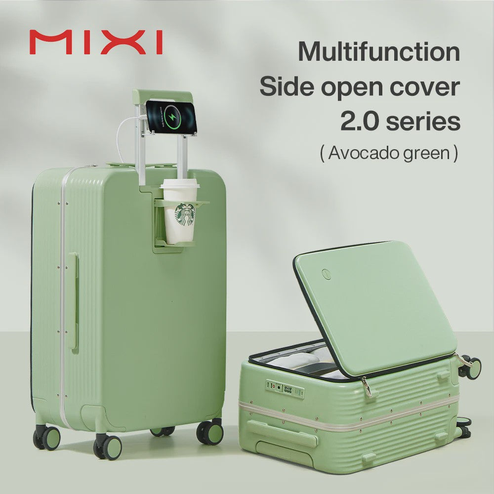 Mixi Aluminium Koffer met USB, Bekerhouder & Telefoonhouder - Handbagage 20/24 Inch