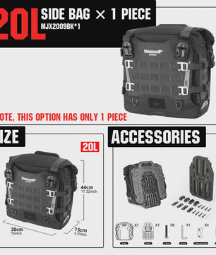 Rhinowalk Waterdichte Motor Zijkoffers 35L/20L Snelontgrendelbaar Pannier Systeem