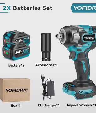 YOFIDRA Accu Klopboormachine 1200Nm Brushless - 5 Versnellingen, Draadloos, voor Makita 18V Accu