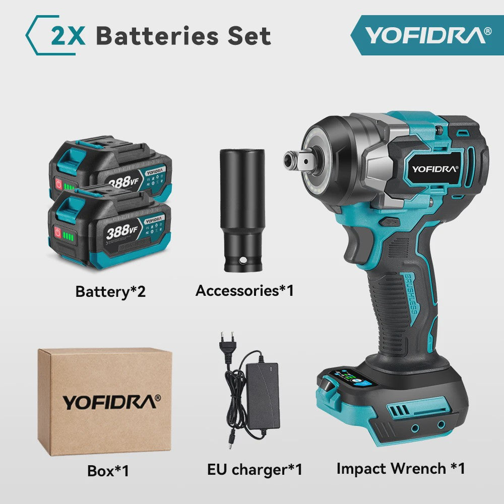 YOFIDRA Accu Klopboormachine 1200Nm Brushless - 5 Versnellingen, Draadloos, voor Makita 18V Accu