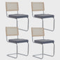 Set van 2/4 Retro Eetkamerstoelen met Rotan Rugleuning en Gestoffeerde Zitting