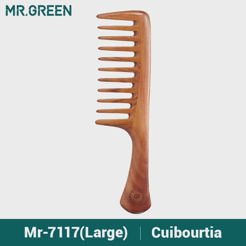 Natuurlijke Houten Kam met Brede Tanden - Anti-statisch & Scalp Massage Kam