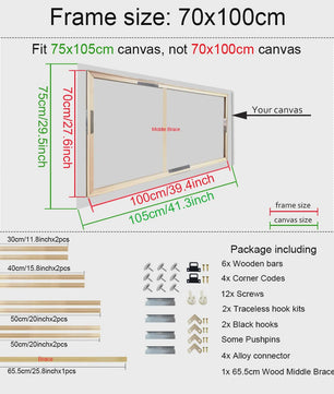 DIY Houten Canvas Frame Kit - Diverse Maten voor Schilderijen & Diamantkunst