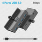 Aluminium USB 3.0/3.2 Hub met Clip: 5Gbps/10Gbps Docking Station voor Monitor & Bureau