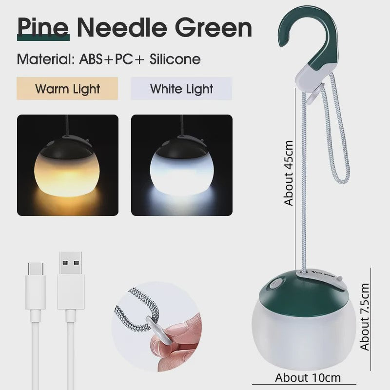 WEST BIKING Draagbare Camping Hanglamp - USB Oplaadbaar LED Kampeerlicht