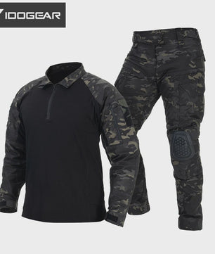 IDOGEAR G4 Tactisch Uniform Shirt & Broek met Kniebeschermers - Heren BDU Trainingskleding