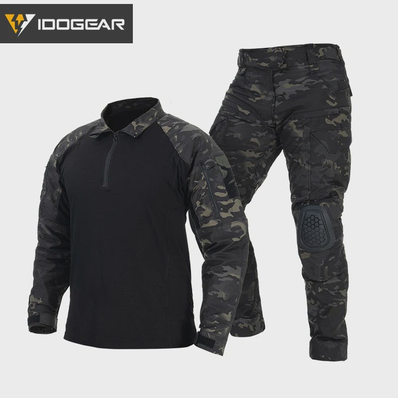IDOGEAR G4 Tactisch Uniform Shirt & Broek met Kniebeschermers - Heren BDU Trainingskleding