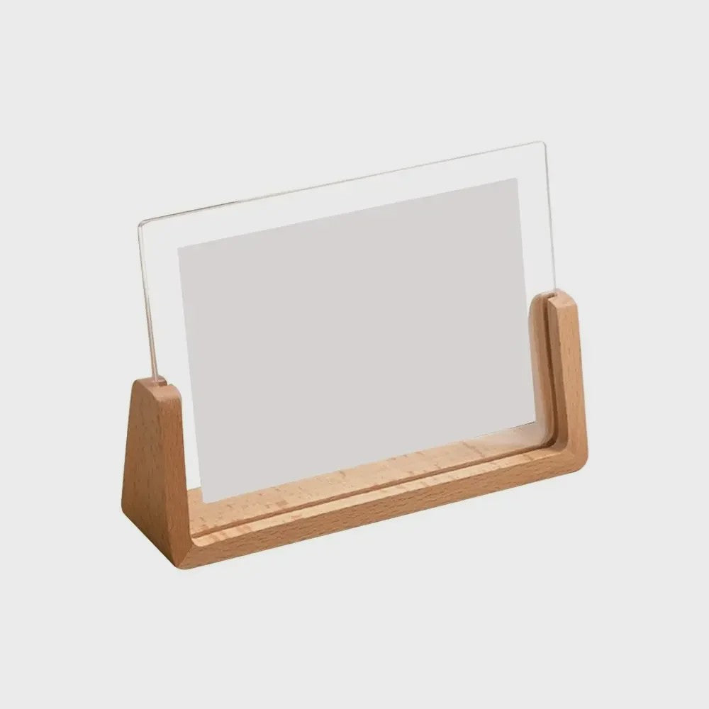 Stijlvol Houten Fotolijst met Acryl Glas - U-Vorm Design voor Desktop & Decoratie
