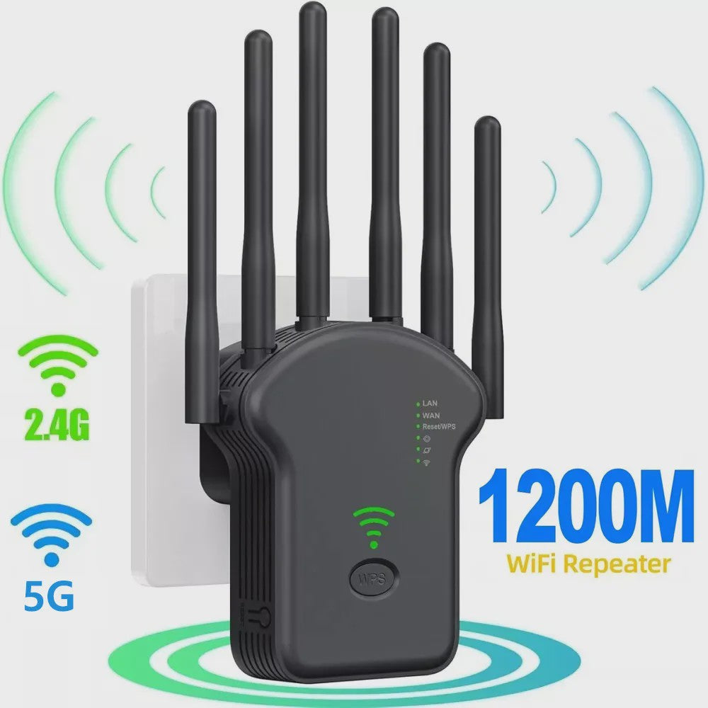 Krachtige WiFi Repeater 1200Mbps met 6 Antennes - Versterk je Netwerkbereik