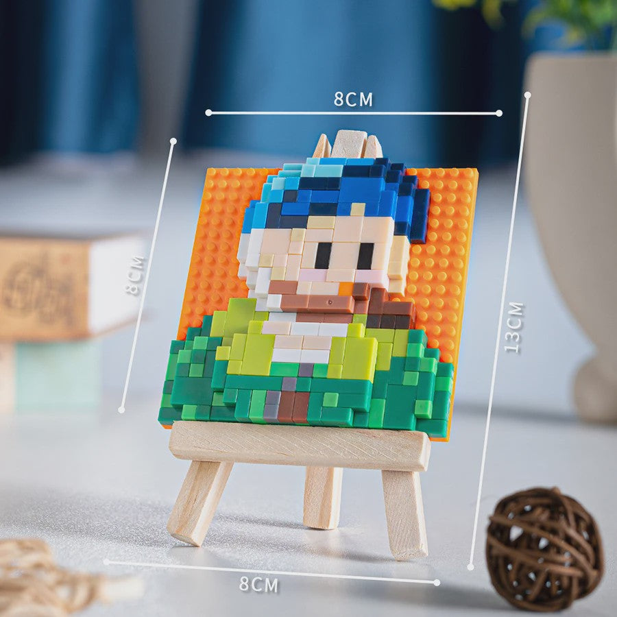 Pixel Art Bouwstenen: Iconische Schilderijen met Houten Ezel - Educatief Speelgoed & Decoratie