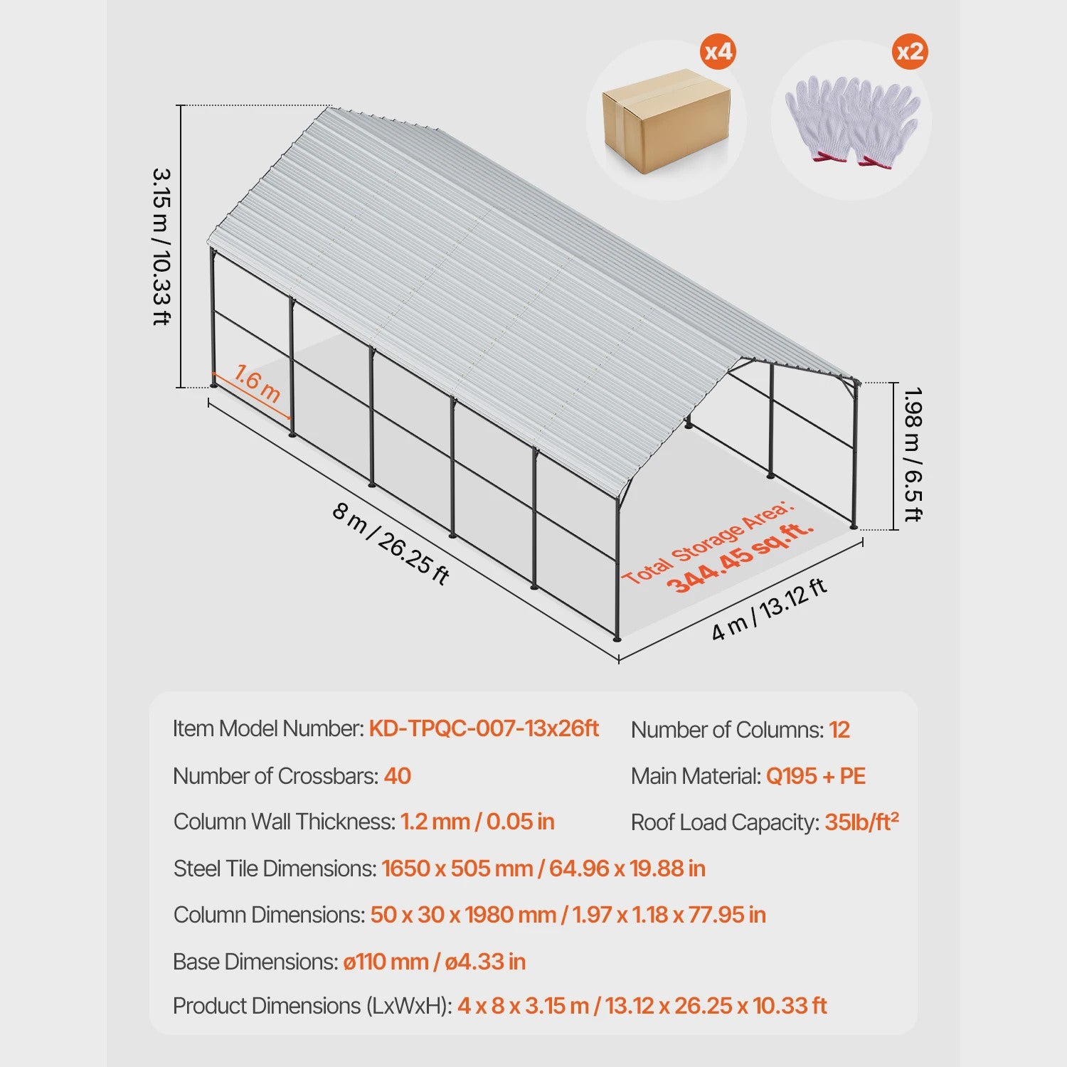Robuuste Metalen Carport met Verzinkt Stalen Frame - Bescherming voor Auto & Boot