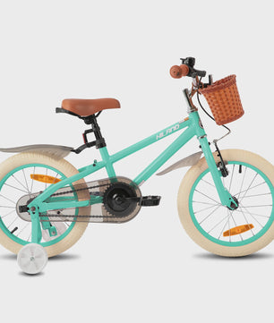 Hiland Kinderfiets 14, 16, 18 Inch - Meisjesfiets Groen/Roze met Mandje en Stabilisatoren