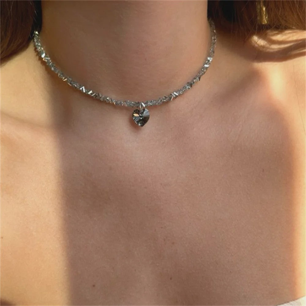 Vintage Zirkonia Hart Hanger Ketting - Boho Stijl Kristal Ketting