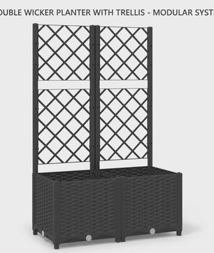 Zwarte Plantenbak met Trellis 120x120x121.5 cm - Verticale Tuin