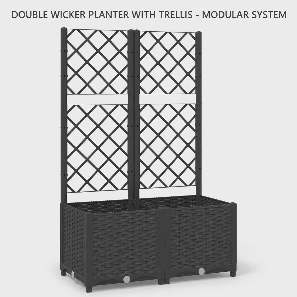 Zwarte Plantenbak met Trellis 120x120x121.5 cm - Verticale Tuin