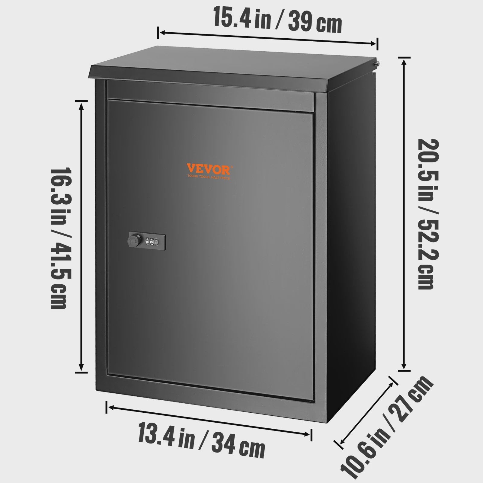 Wandmontage Brievenbus met Anti-diefstal Slot - IPX3 Waterdicht & Grote Opslag voor Pakketten