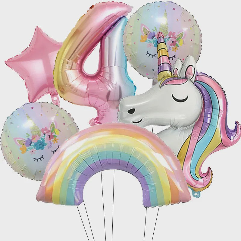 Regenboog Eenhoorn Folieballon Set - 32 Inch Gegradueerde Cijferballon voor Feestjes