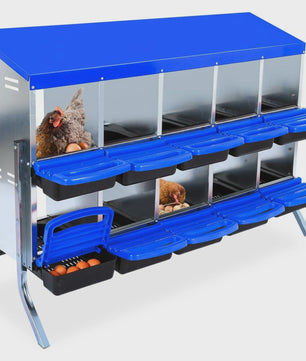 Stabiele Metalen Kippen Nestkast met Stand - 12 Vakken - Automatische Ei-verzameling
