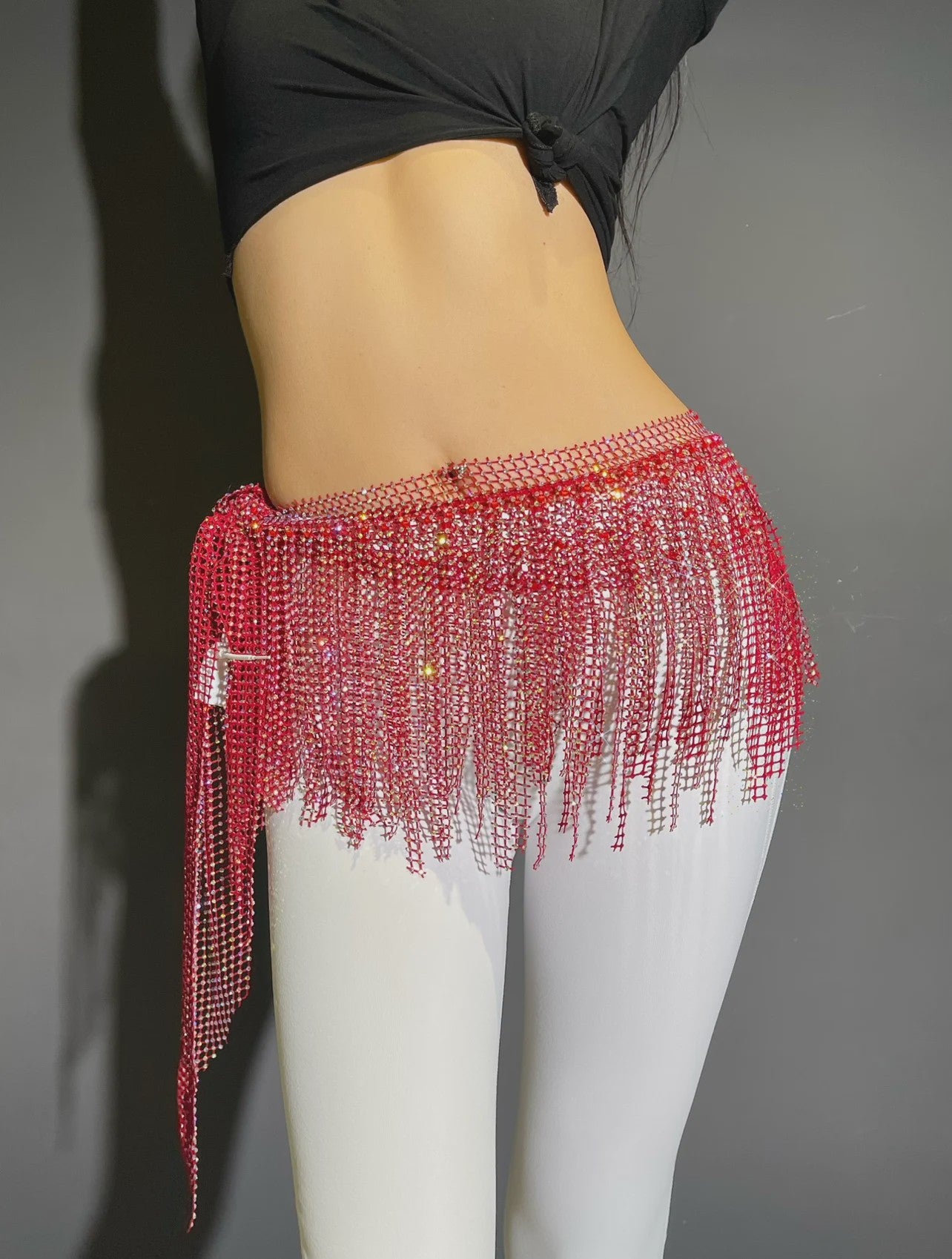 Glanzende Buikdans Heupsjaal met Strass Steentjes - Dansgordel voor Oosterse Dans & Outfit
