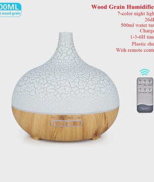 Aroma Diffuser met Houtnerf Design, 7 Kleuren LED en Afstandsbediening