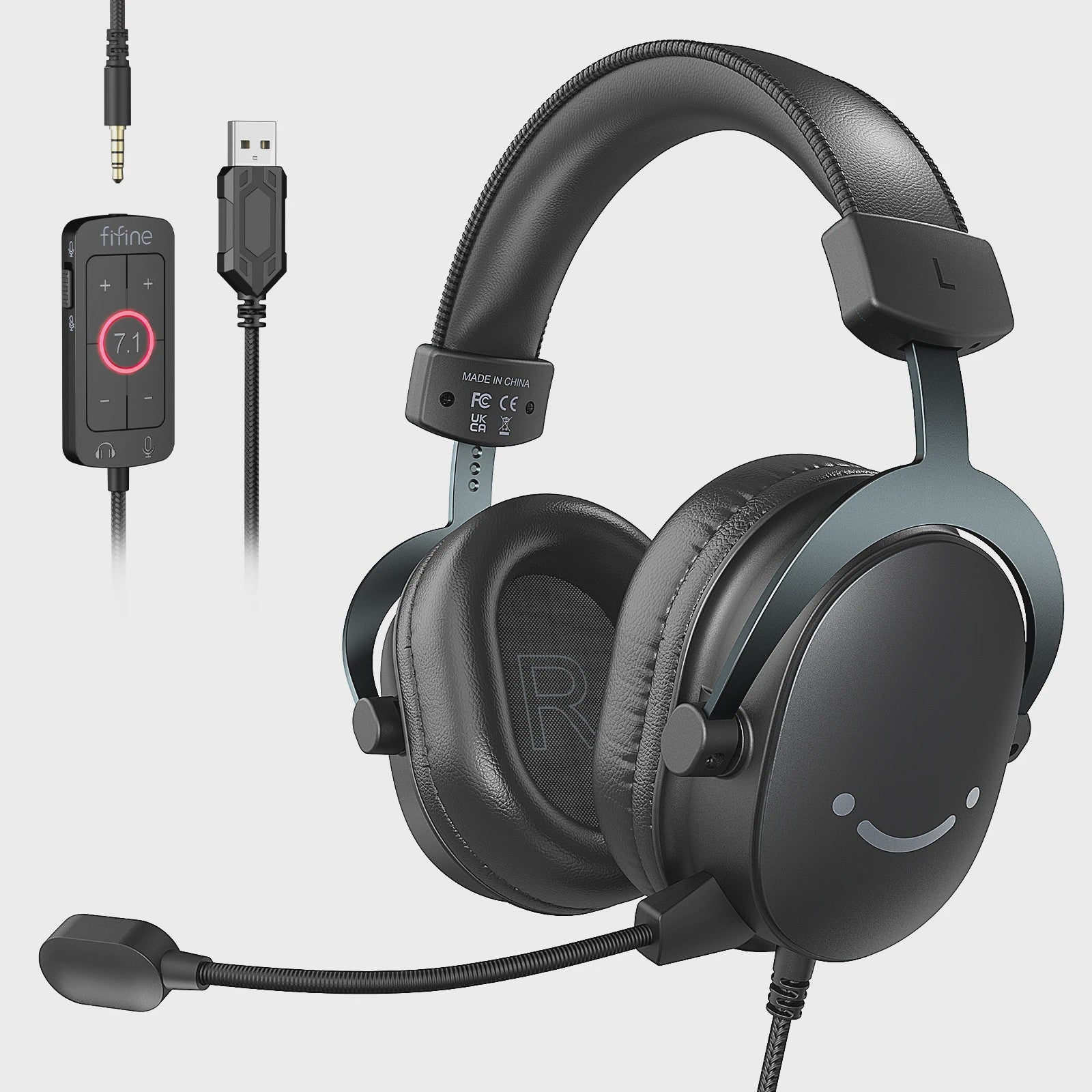 FIFINE H9 Gaming Headset met 7.1 Surround Sound, USB & 3.5mm Jack, Volume & Mute Controle voor PC, Mac, PS4/PS5