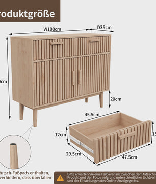 Mid-Century Houten Buffetkast met 2 Lades en 2 Deuren - Stijlvolle Console voor Woonkamer of Hal