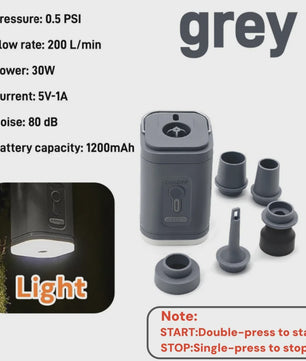 Draagbare Mini Luchtpomp - USB Oplaadbaar, 3-in-1 Pomp & Zuiger
