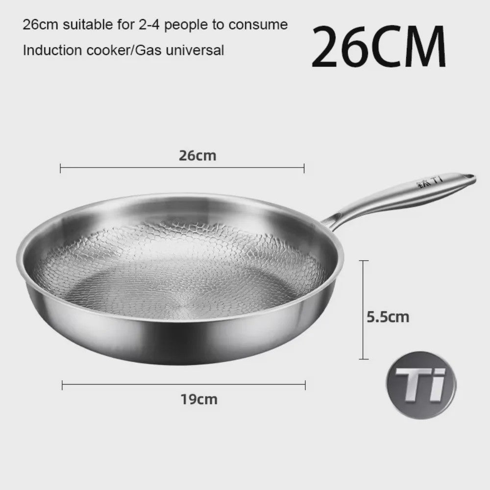KEMORELA Pure Titanium Koekenpan - Krasbestendig, Anti-aanbak & Snel Verwarmend