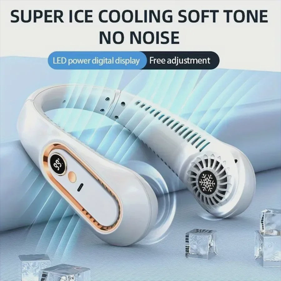 Draagbare Nekventilator met LED Display - 5 Snelheden & Bladloos Ontwerp