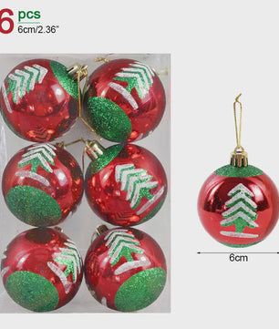 Set van 6 Kerstballen - 6cm Diameter - Decoratieve Kerstboom Hangers