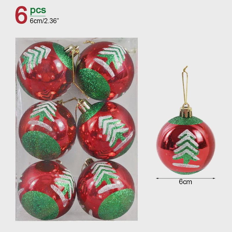 Set van 6 Kerstballen - 6cm Diameter - Decoratieve Kerstboom Hangers