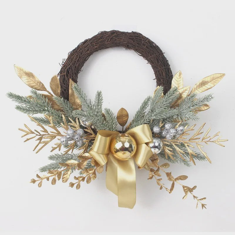 Luxe Kerstkrans voor Buitendeur - Goud, Denneappel & Rattan Decoratie 2024