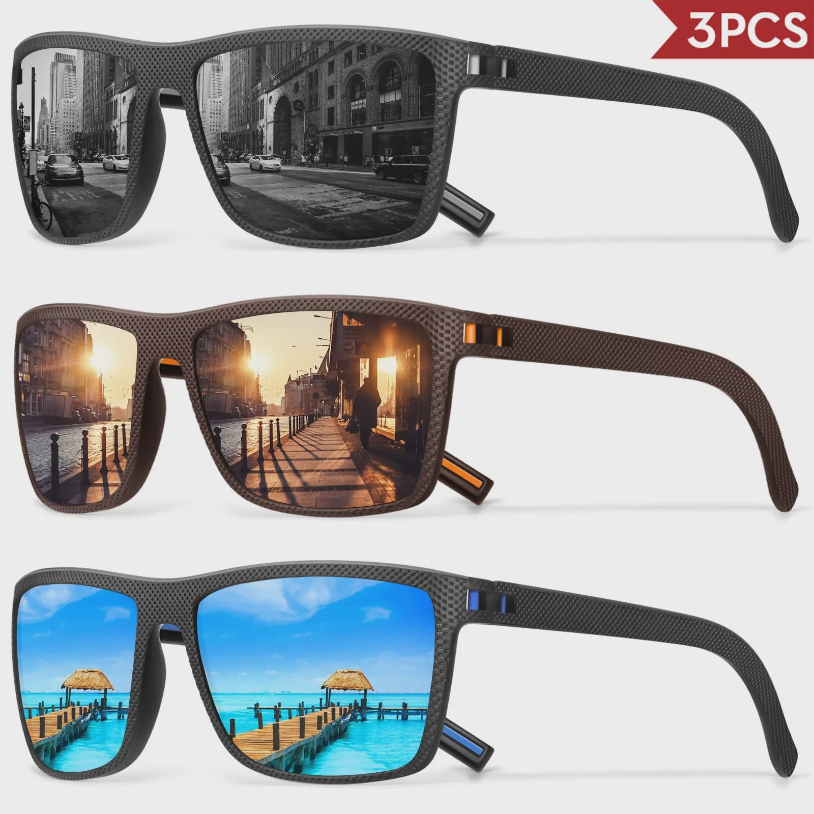 Designer Polarized Zonnebrillen Set voor Heren & Dames | UV400 Bescherming | Ideaal voor Buitenactiviteiten