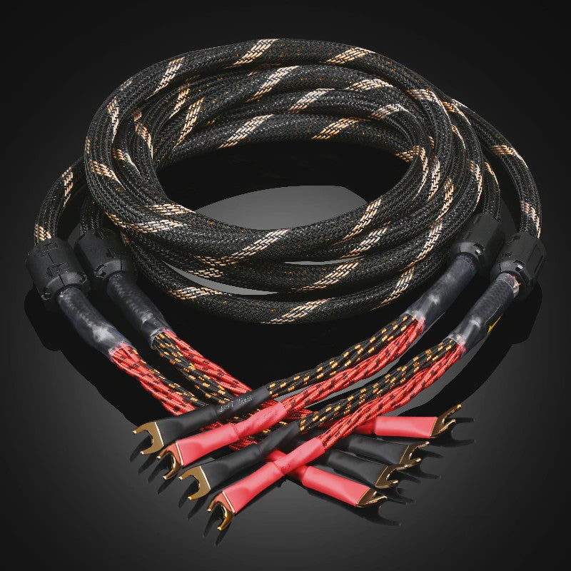 High-End Hifi Luidsprekerkabel - 6N OFC Koper, Vergulde Banana/Y-stekkers