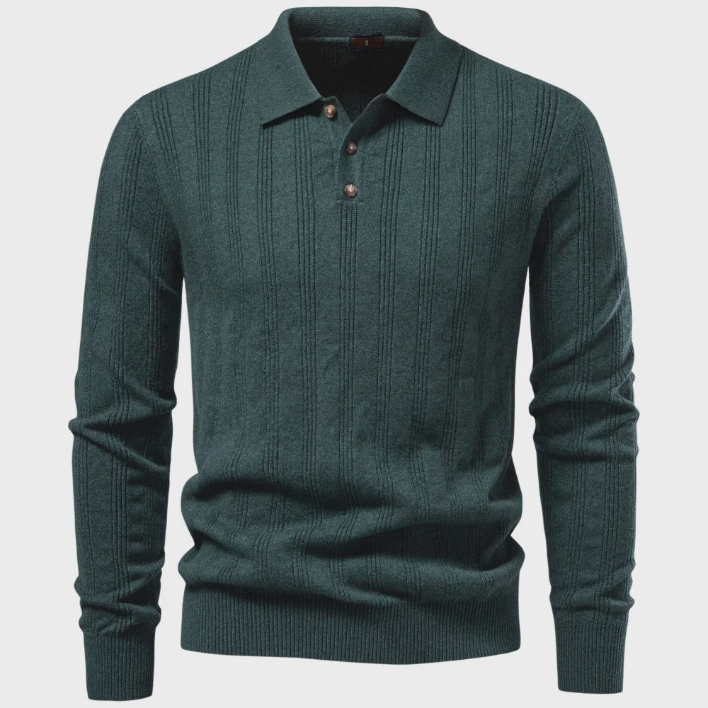 Herentrui Polo Longsleeve Gebreid Faux Cashmere - Casual & Zakelijk