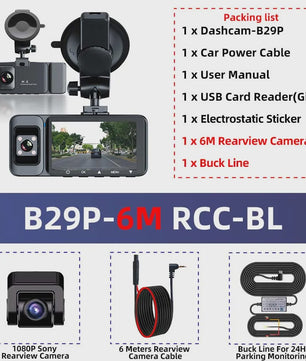 4K 3-Kanaals Dashcam met Infrarood Interne Camera, WIFI, GPS & Parkeermodus - 3'' LCD