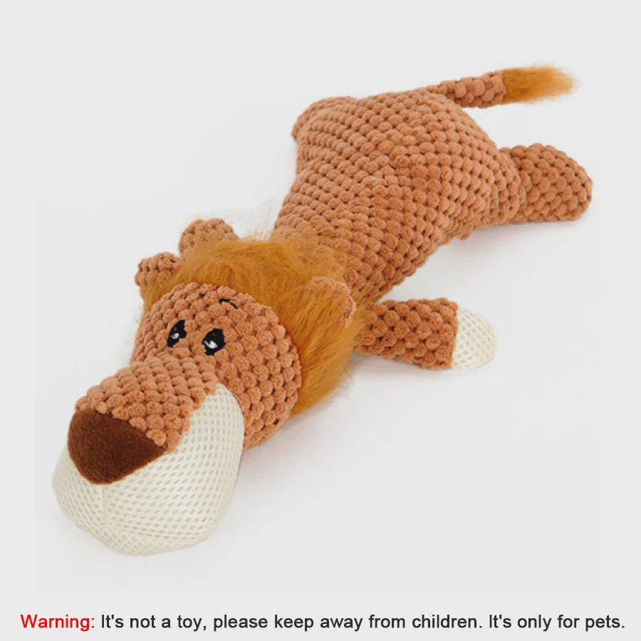Duurzaam Piepend Pluche Hondenspeelgoed - Leeuw, Wolf & Olifant - Voor Kleine & Middelgrote Honden