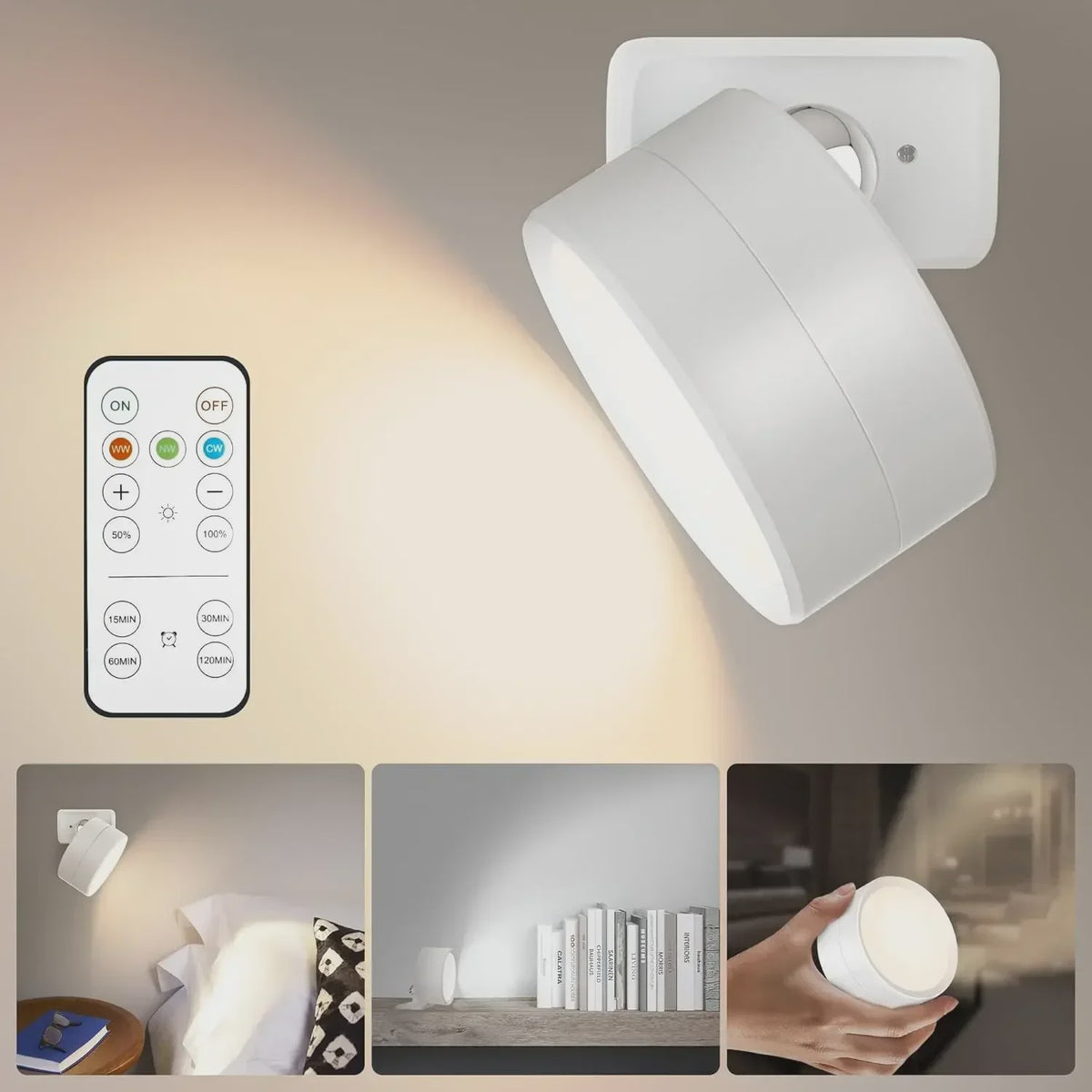 Oplaadbare Magnetische Wandlamp met Afstandsbediening - 360° Draaibaar & Dimbaar