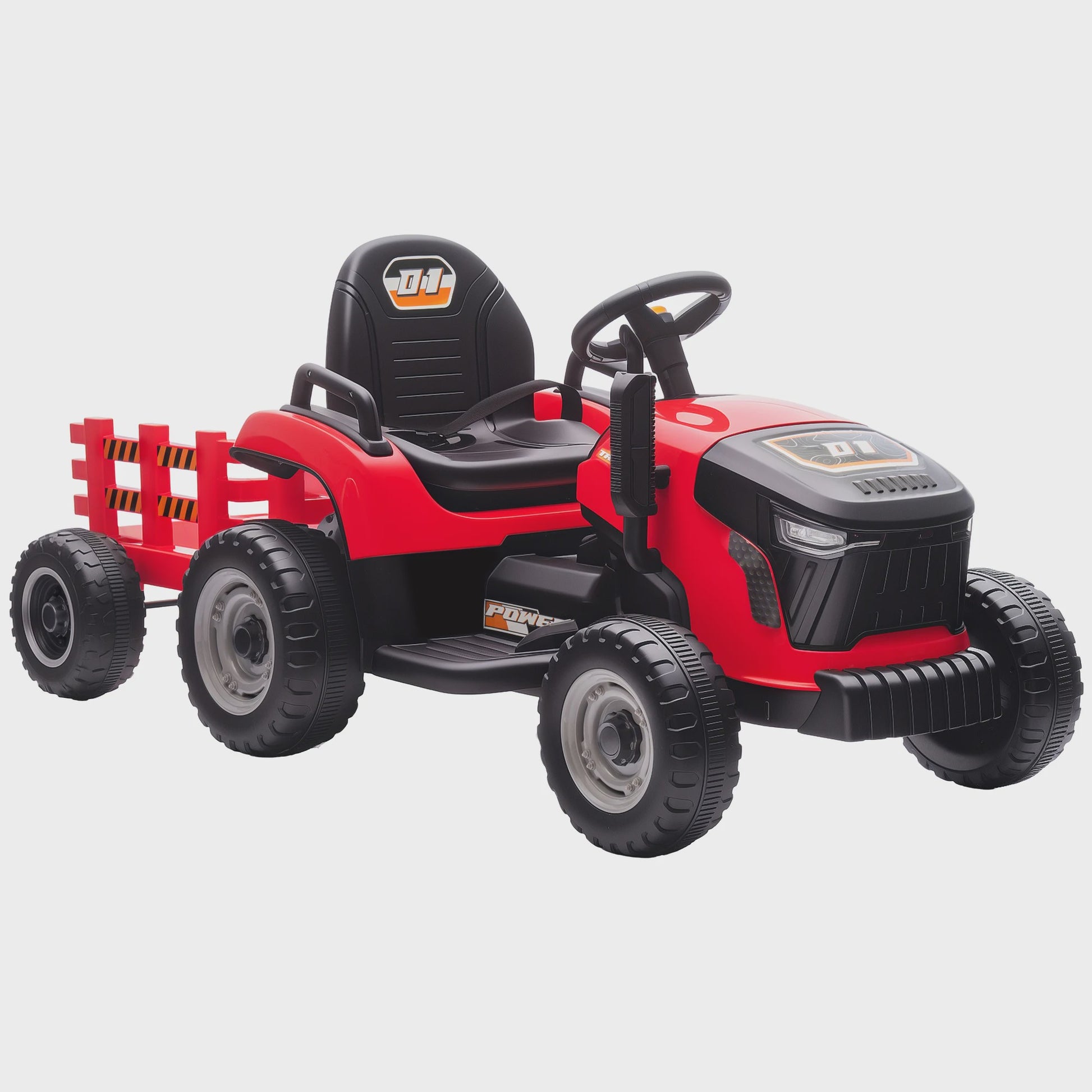 Elektrische Kinder Tractor met Afneembare Aanhanger - 12V Accu, 3-5 Km/U, Afstandsbediening