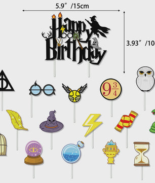 Harry Potter Verjaardagsfeest Decoratie Set - Banner, Cake Toppers & Ballonnen