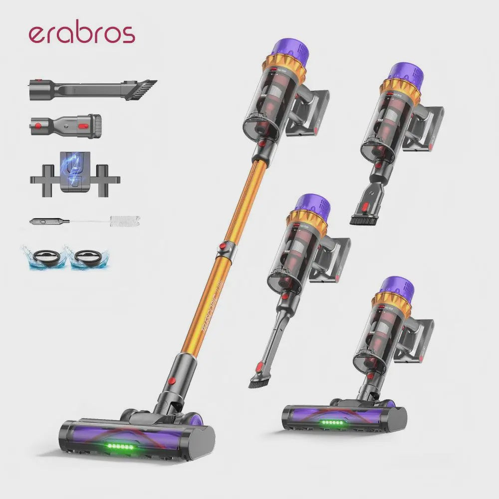 Erabros EV5 Draadloze Steelstofzuiger - 550W Krachtig, 80 Min. Runtime, Slim Display